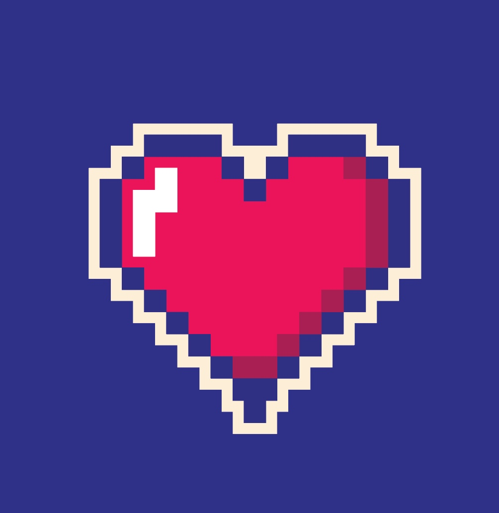 Corazón pixelado original de Doryan Jara.